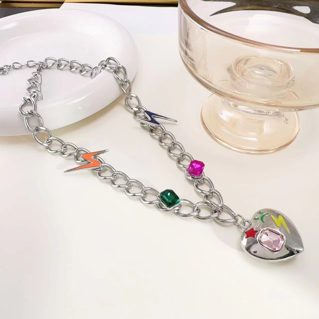 Fashion Color Zircon Clavicle Chain