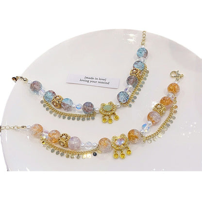 Super Fairy Sweet Princess Style Glass Cracked Cystal Safety Lock Bracelet