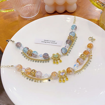 Super Fairy Sweet Princess Style Glass Cracked Cystal Safety Lock Bracelet