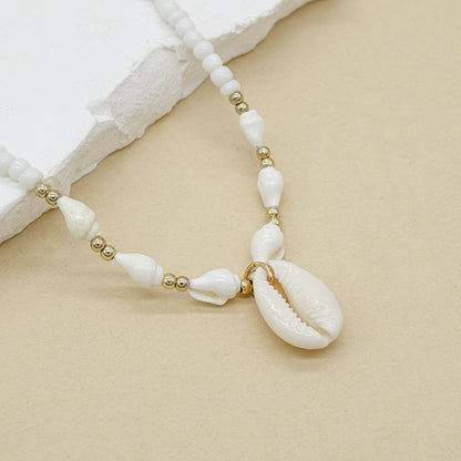 Cold Wind Special-interest Design Conch White Bead Necklace