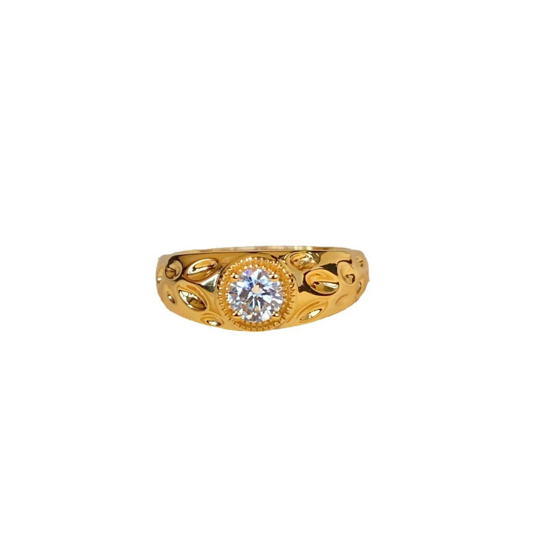Gold SUNFLOWER Diamond-studded Ring Women