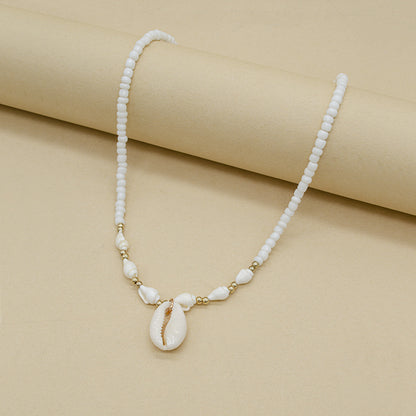 Cold Wind Special-interest Design Conch White Bead Necklace